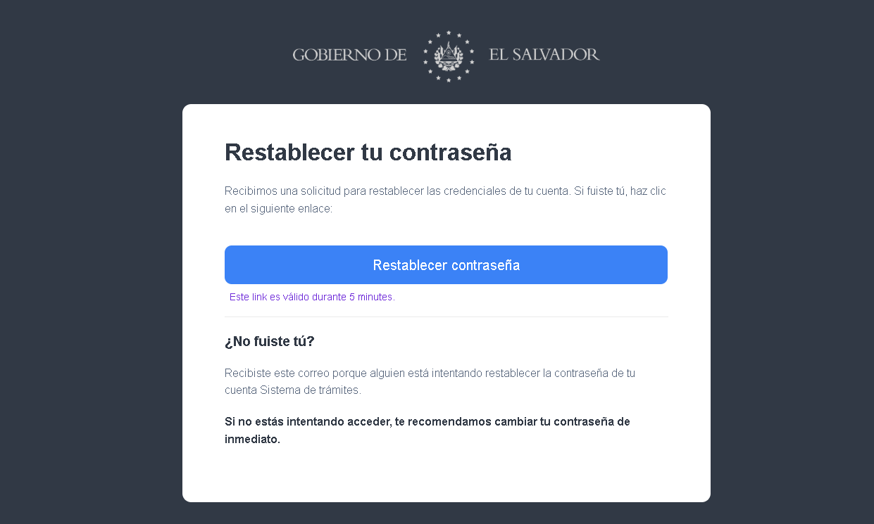 Correo electrónico para restablecer contraseña