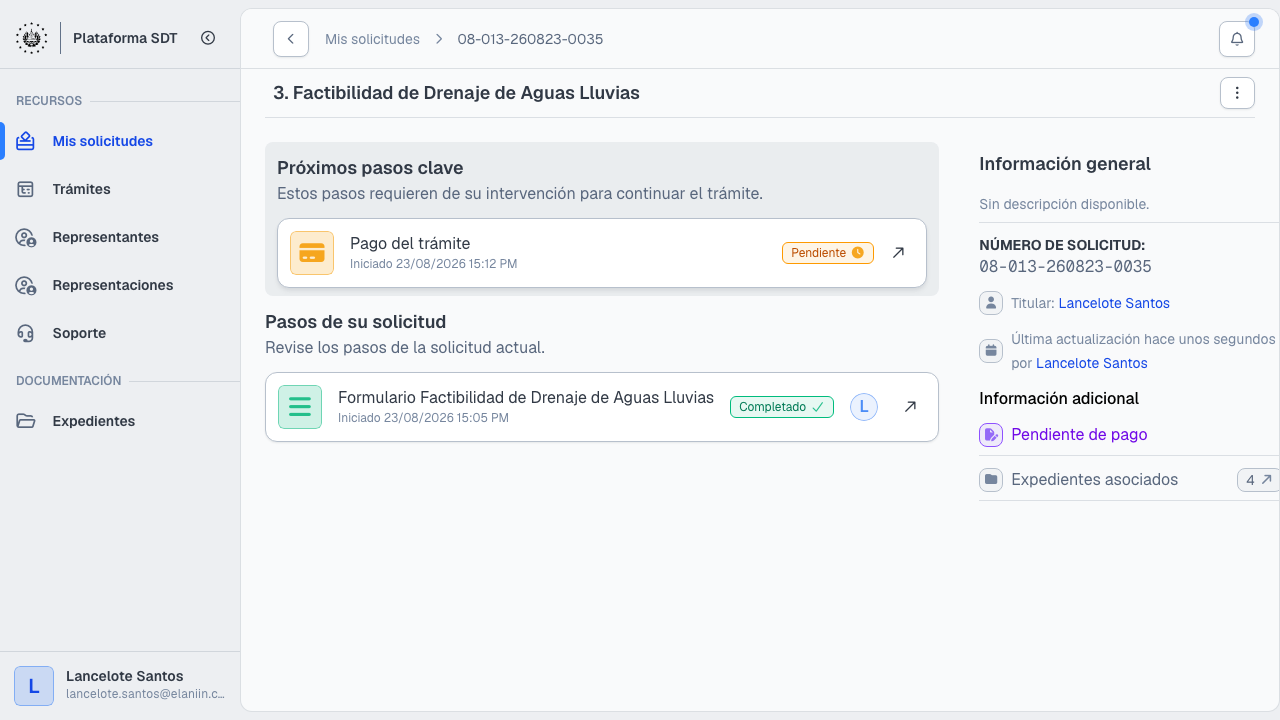 Confirmación de formulario completado con número de solicitud