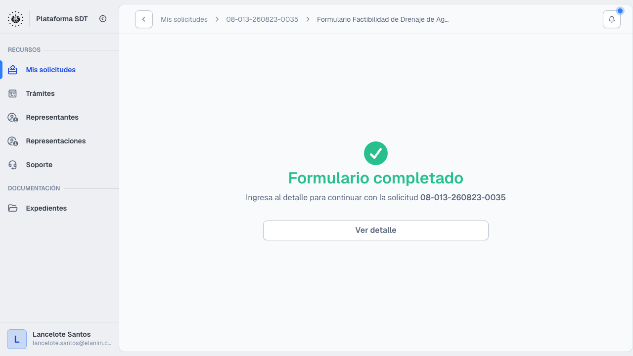 Vista previa del formulario con todas las respuestas antes de enviar