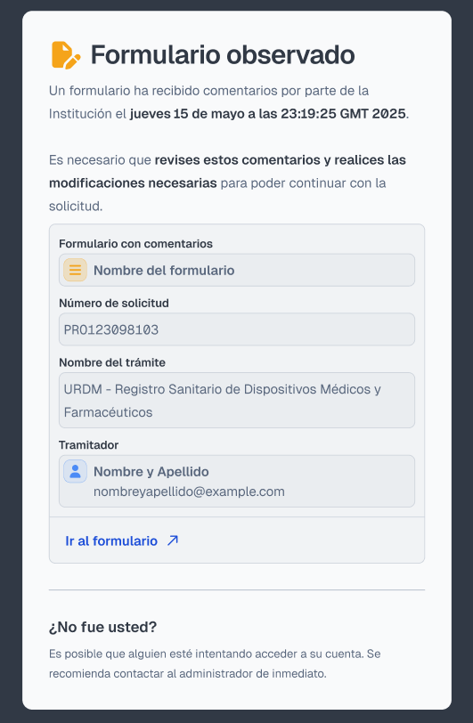 Correo electrónico de formulario observado