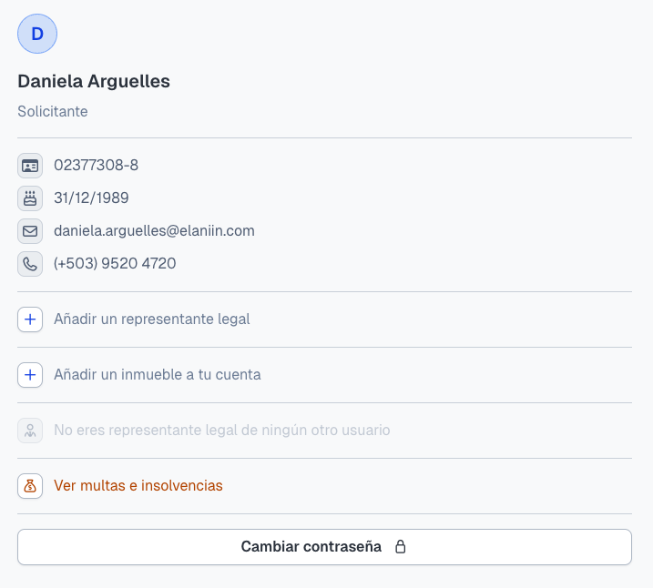Perfil con opción Ver multas e infracciones